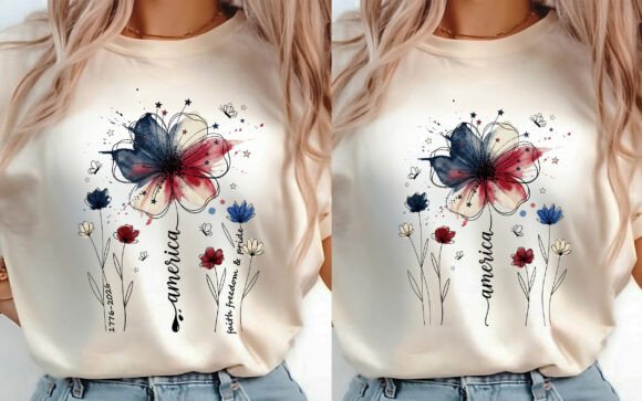 Boho Floral USA 250 T-shirt Design 2 PNG - Download Now