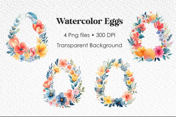 Download Easter Watercolor Eggs Wreathes PNG - Watercolor eggs Collection
