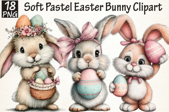 Soft Pastel Easter Bunny Clipart - Download Now