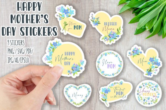 Mothers Day Floral STIKERS PNG, SVG, EPS - Download Now