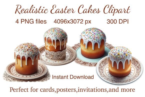 Realistic Easter Cakes Clipart - Download Now