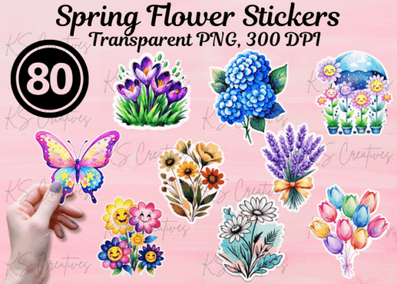 80 Cute Spring Flower Stickers - Download Now