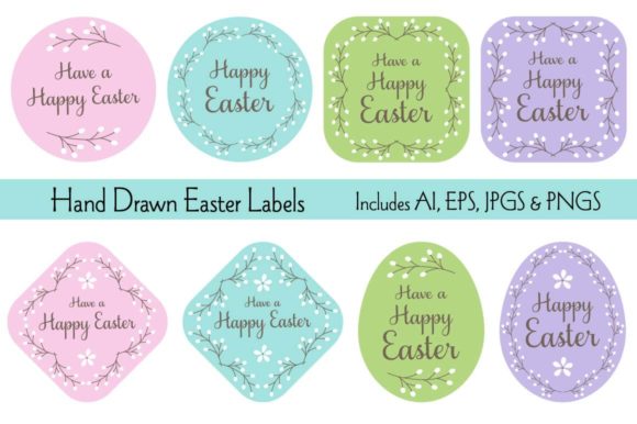 Hand Drawn Easter Labels - Download Now