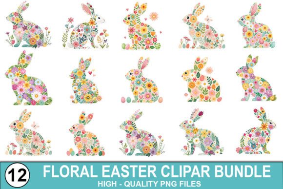 Download Floral Easter Clipart Bundle - PNG Files - Easter clipart Collection