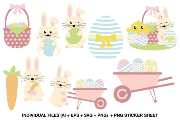Pastel Easter Bunny Clipart Set - Download Now