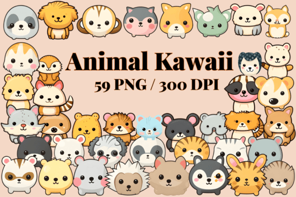 Animal Kawaii Clipart Cute PNG Set 59 - Download Now