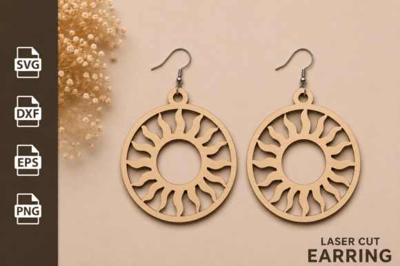 Sun Earring Laser Cut Files SVG - Download Now