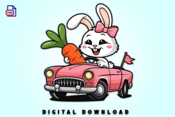 Pastel Easter Bunny Clipart Car PNG - Download Now