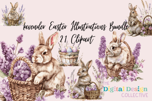 Lavender Easter Illustrations Bundle - Download Now