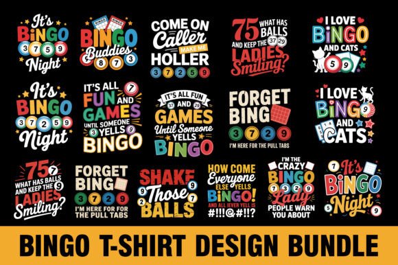 Bingo T-Shirt Design Bundle - Download Now