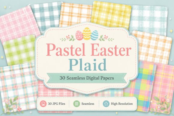 Pastel Easter Plaid Seamless Digital Set - Download Now