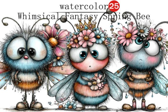 Whimsical Fantasy Spring Bee Clipart - Download Now