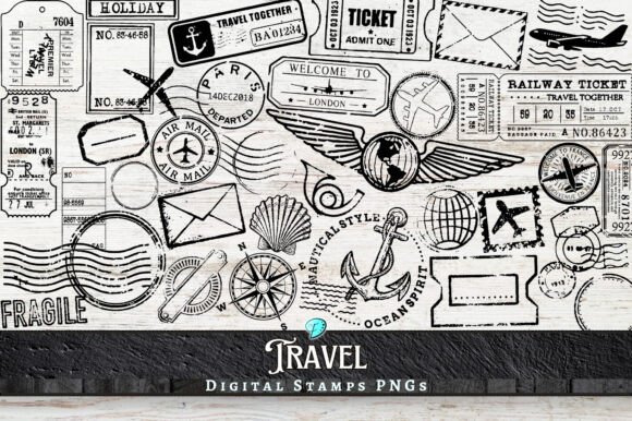 Travel Digi Stamps Transparent PNGs - Download Now